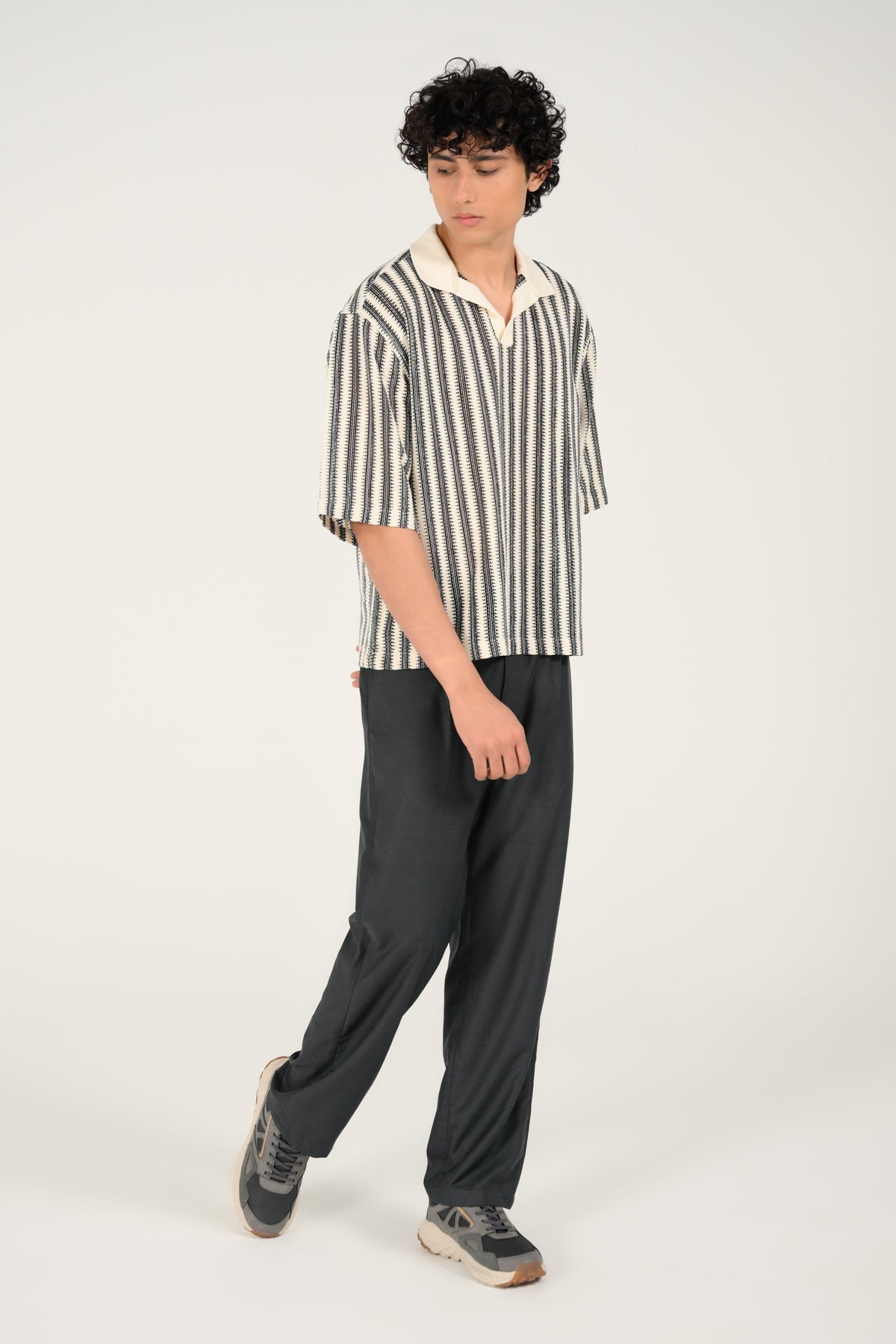 Jackols Boxy Fit Jacquard Shirt - Off-White