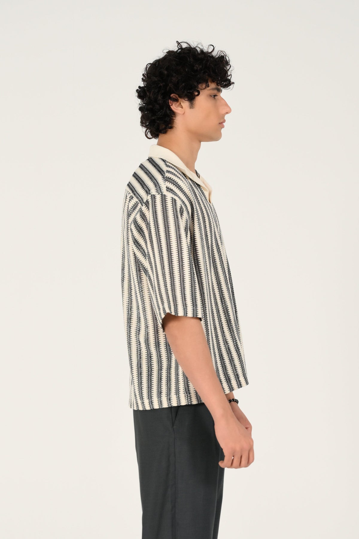 Jackols Boxy Fit Jacquard Shirt - Off-White
