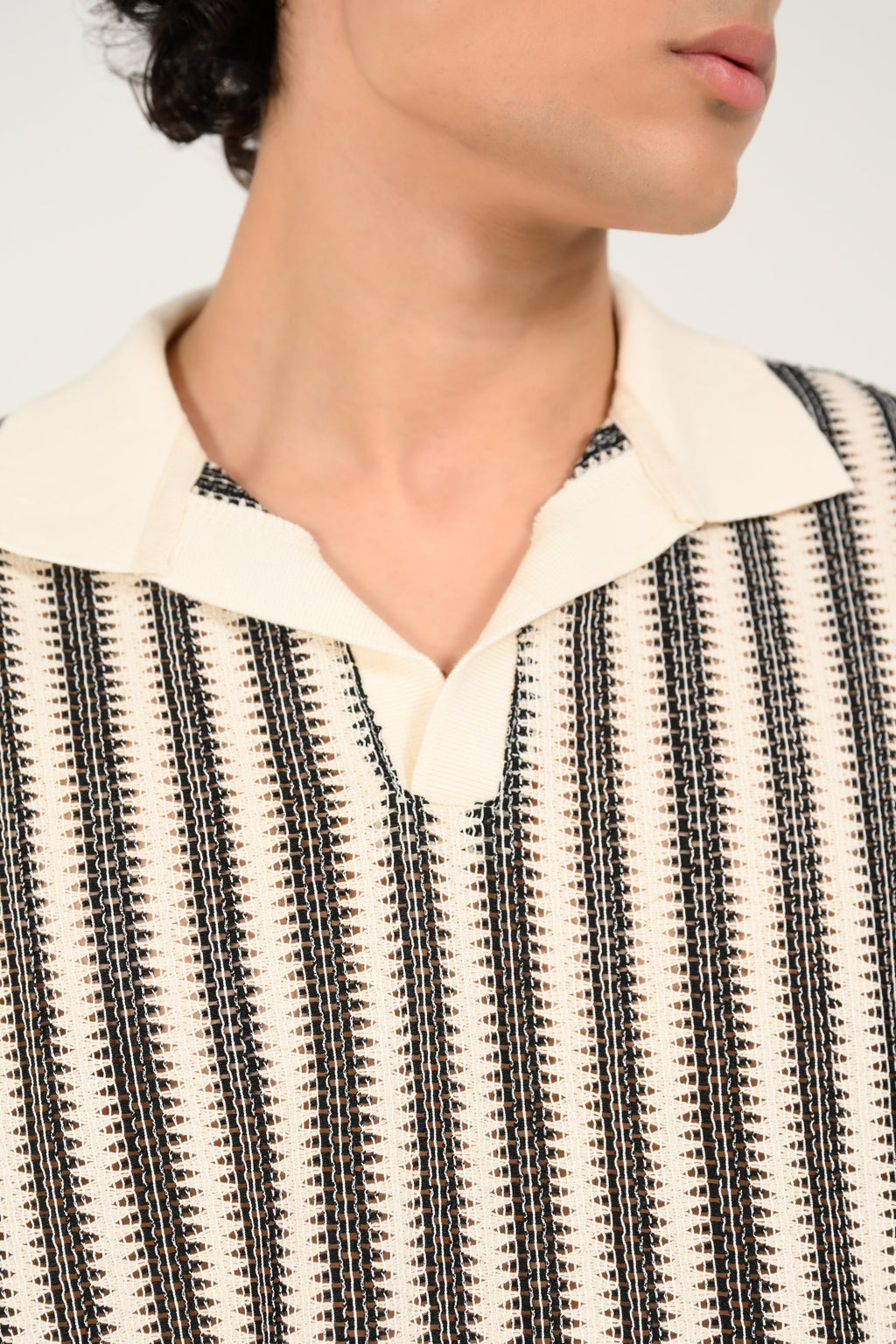 Jackols Boxy Fit Jacquard Shirt - Off-White