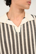 Jackols Boxy Fit Jacquard Shirt - Off-White