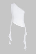 Jackols One Shoulder Tank Top - WHITE