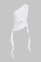 Jackols One Shoulder Tank Top - WHITE