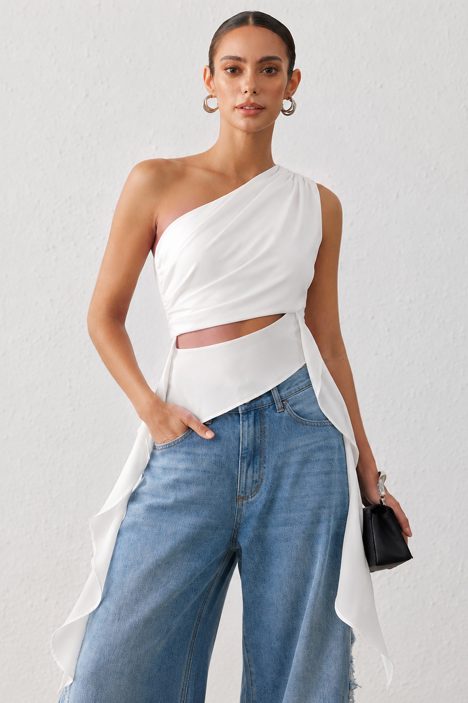 Jackols One Shoulder Tank Top - Tank Tops & Cami, WHITE